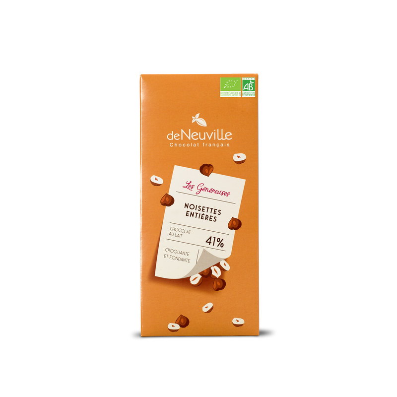 Maxi tablette Bio lait 41% - Noisettes Hover